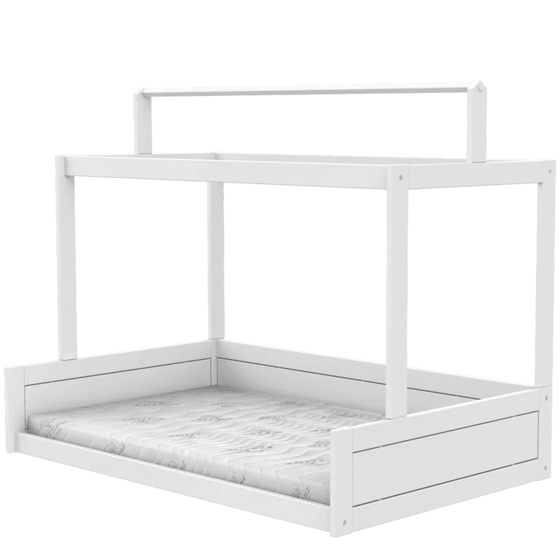 Lifetime Kidsrooms Montessori Bodenbett 120 mit Gestell für Stoffdach Weiss