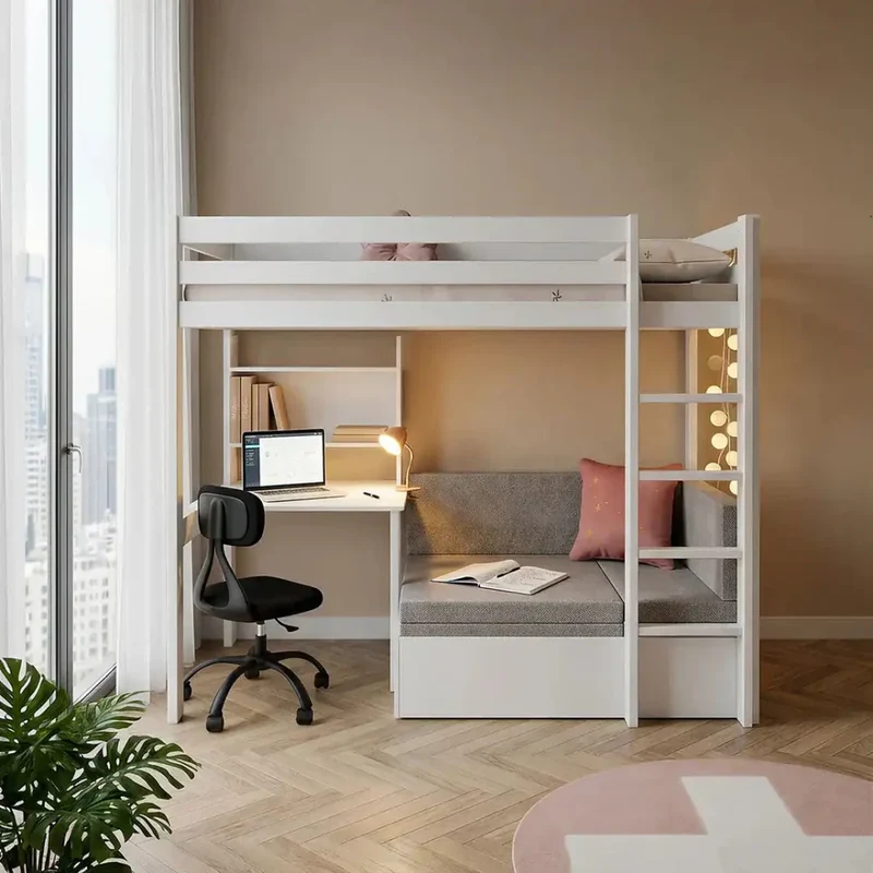 Lifetime Kidsrooms Elements Hochbett 177 cm - Study & Relax Weiss