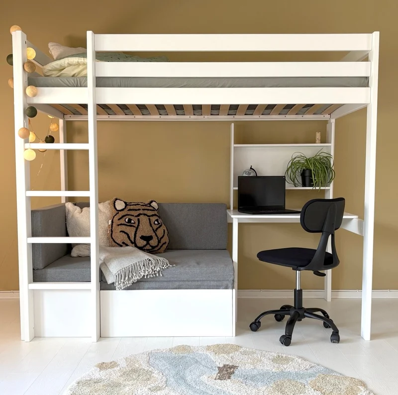Lifetime Kidsrooms Elements Hochbett 177 cm - Study & Relax Weiss