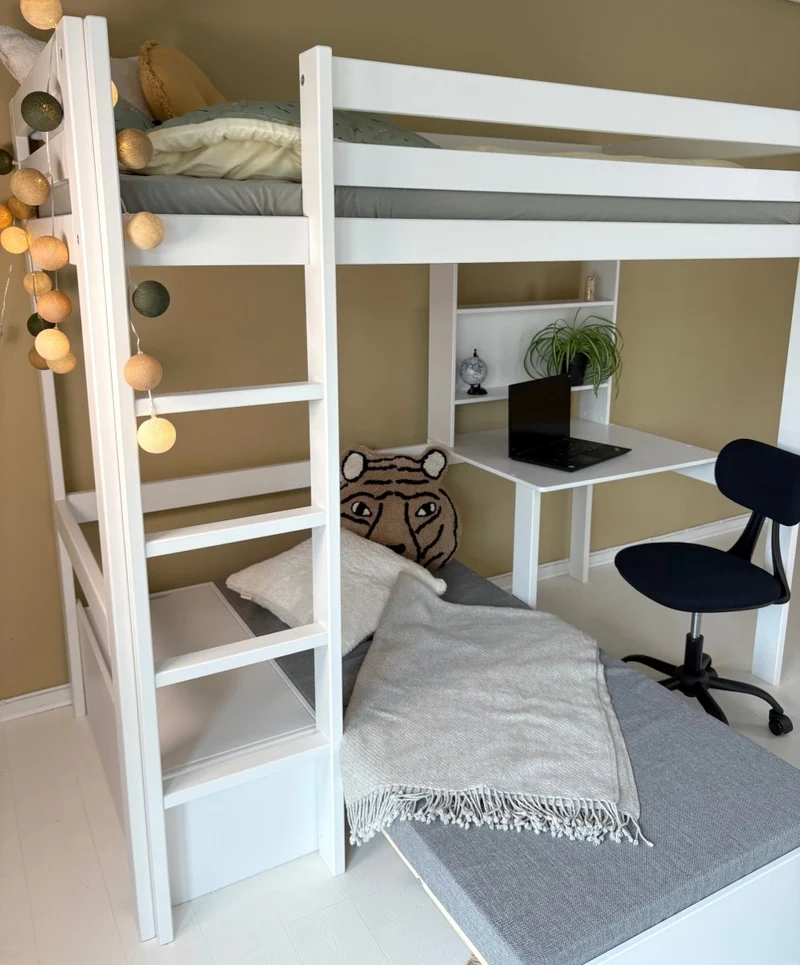 Lifetime Kidsrooms Elements Hochbett 177 cm - Study & Relax Weiss