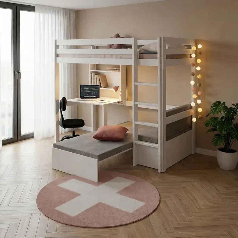 Lifetime Kidsrooms Elements Hochbett 177 cm - Study & Relax Weiss