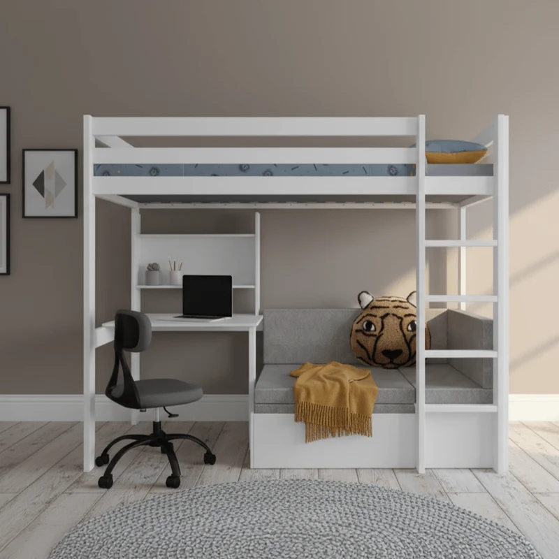 Lifetime Kidsrooms Elements Hochbett 177 cm - Study & Relax Weiss