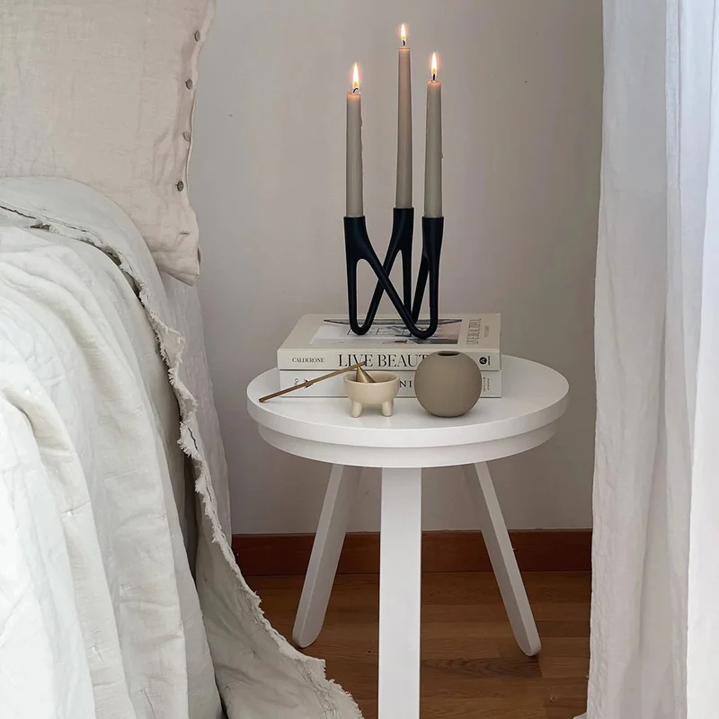 Table d'appoint blanche 42 cm Batea - Woodendot