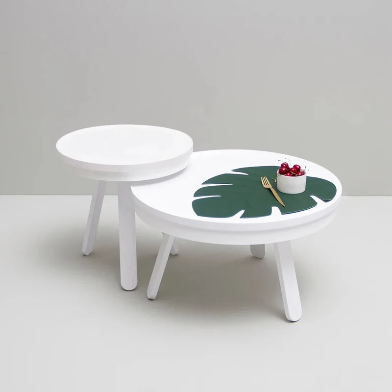 Table d'appoint blanche 42 cm Batea - Woodendot