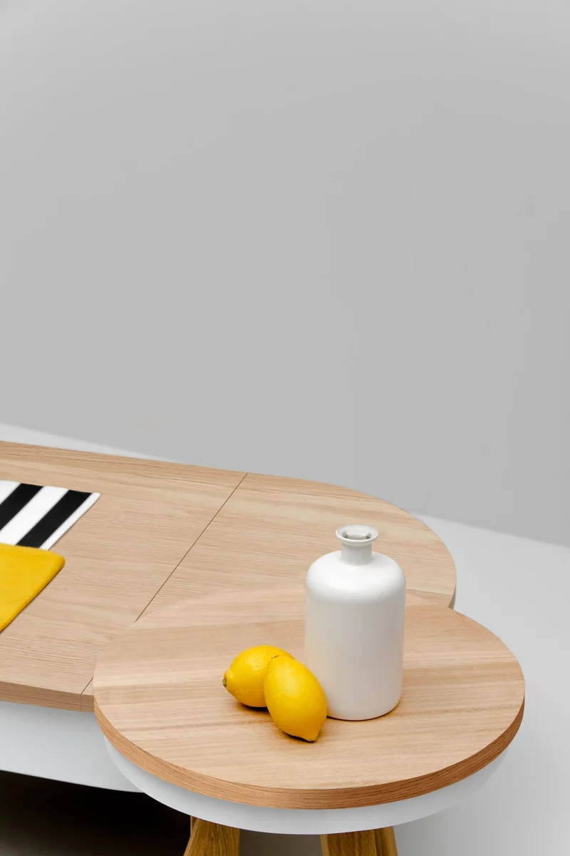 Table d'appoint en chêne et blanche 42 cm Batea - Woodendot
