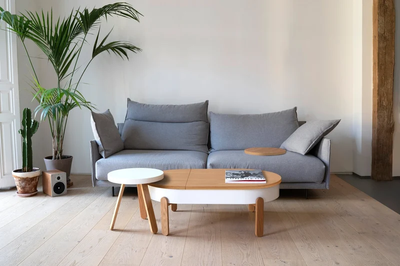 Table d'appoint en chêne et blanche 42 cm Batea - Woodendot