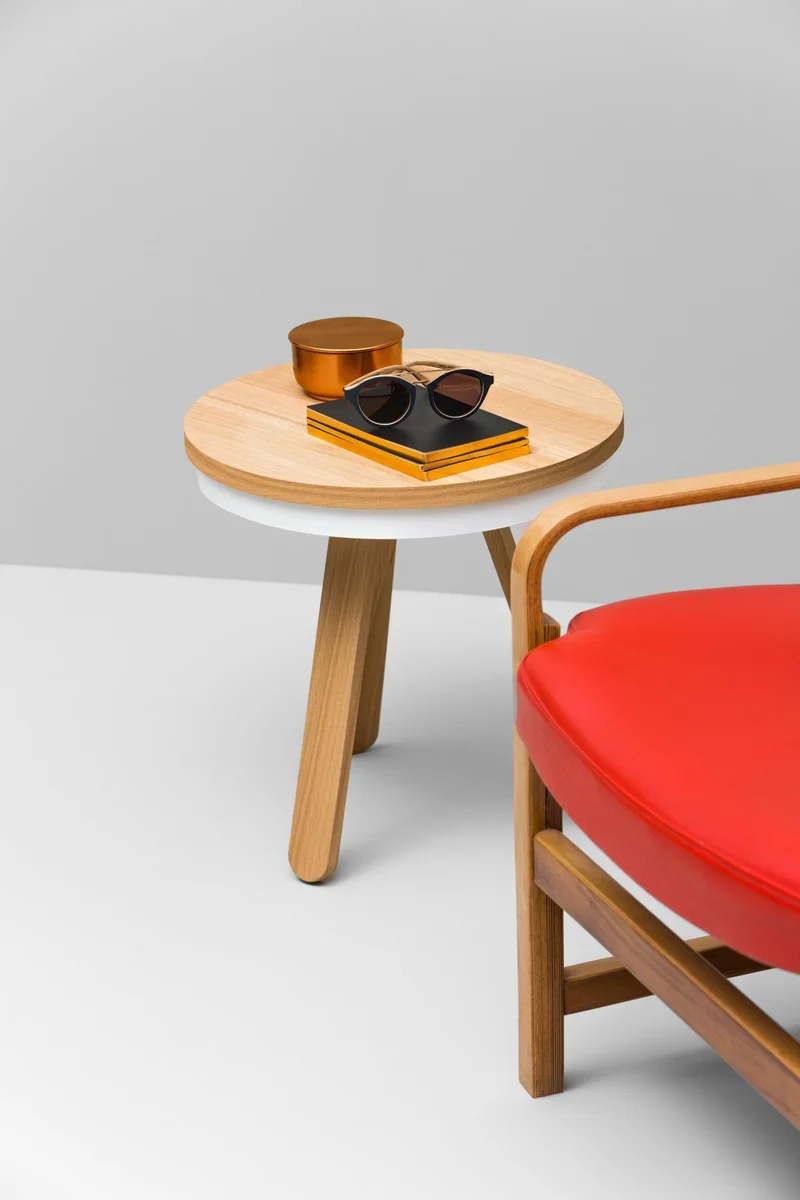 Table d'appoint en chêne et blanche 42 cm Batea - Woodendot