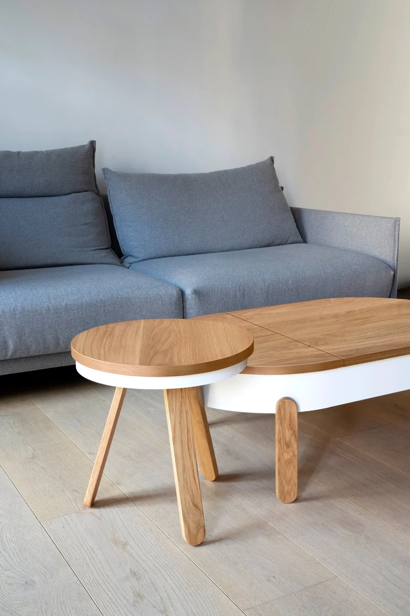 Table d'appoint en chêne et blanche 42 cm Batea - Woodendot