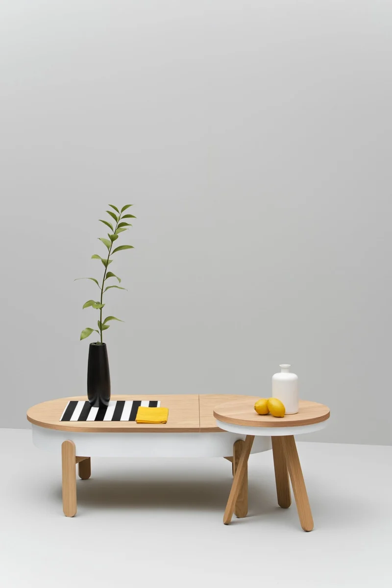 Table d'appoint en chêne et blanche 42 cm Batea - Woodendot