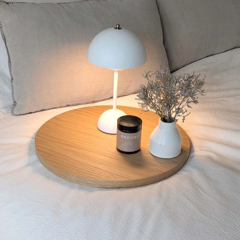 Table d'appoint en chêne et blanche 42 cm Batea - Woodendot