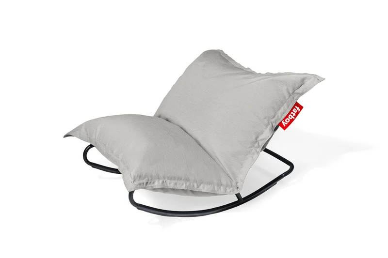 Fauteuil à bascule extérieur en métal noir avec coussin gris clair Rock'n Roll Combi - Fatboy