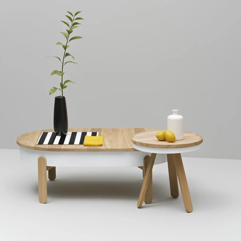 Table basse en chêne et blanche 100 cm Batea - Woodendot