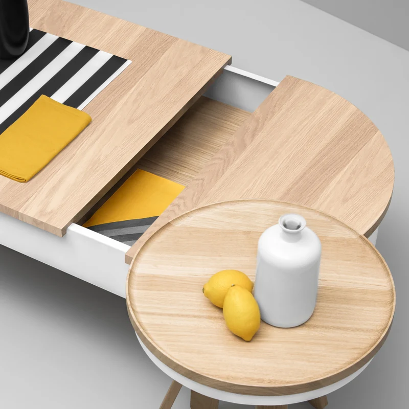 Table basse en chêne et blanche 100 cm Batea - Woodendot