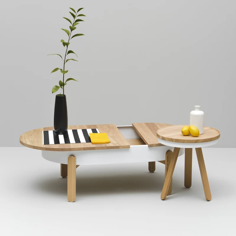 Table basse en chêne et blanche 100 cm Batea - Woodendot