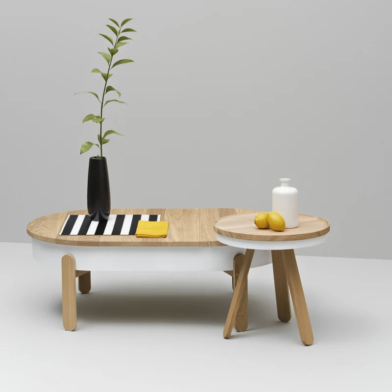 Table basse en chêne et blanche 100 cm Batea - Woodendot