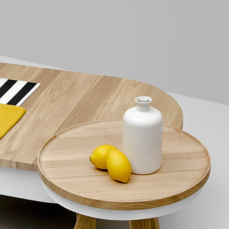 Table basse en chêne et blanche 100 cm Batea - Woodendot