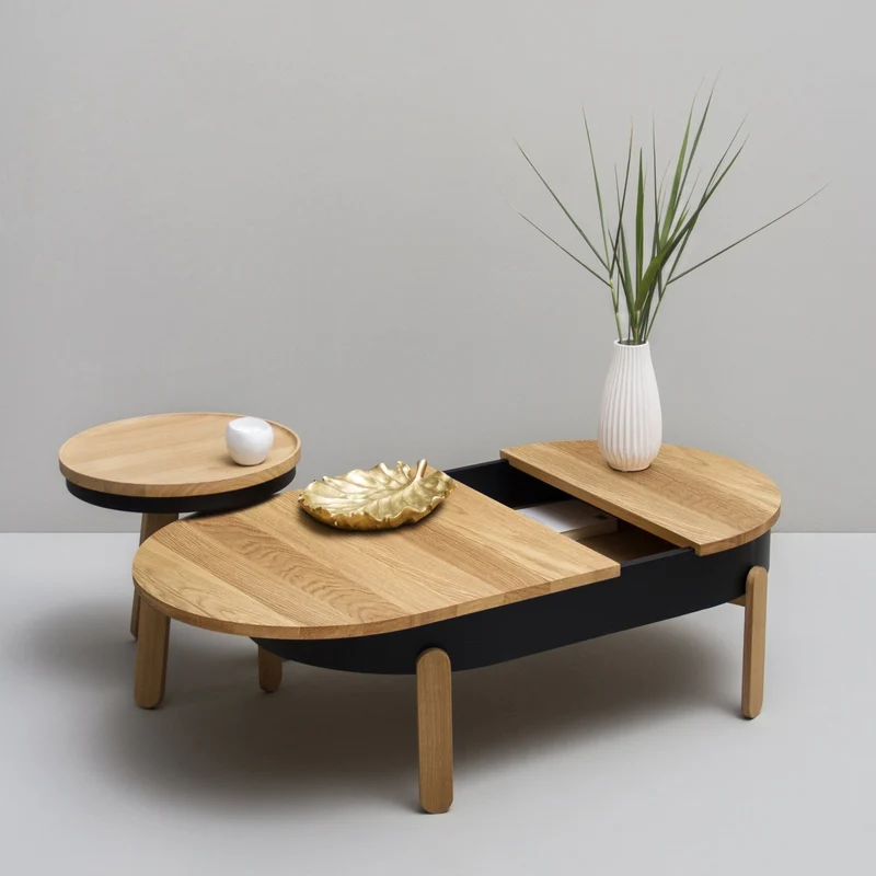 Table basse en chêne et blanche 100 cm Batea - Woodendot