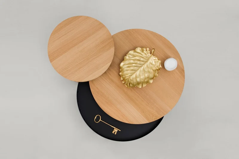 Table basse en chêne et noire 62 cm Batea - Woodendot