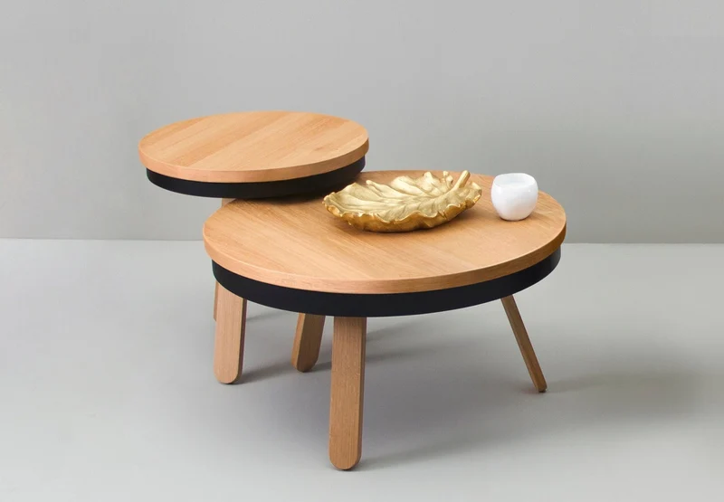 Table basse en chêne et noire 62 cm Batea - Woodendot