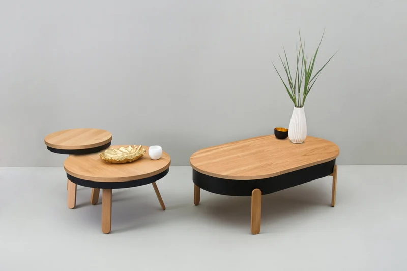 Table basse en chêne et noire 100 cm Batea - Woodendot
