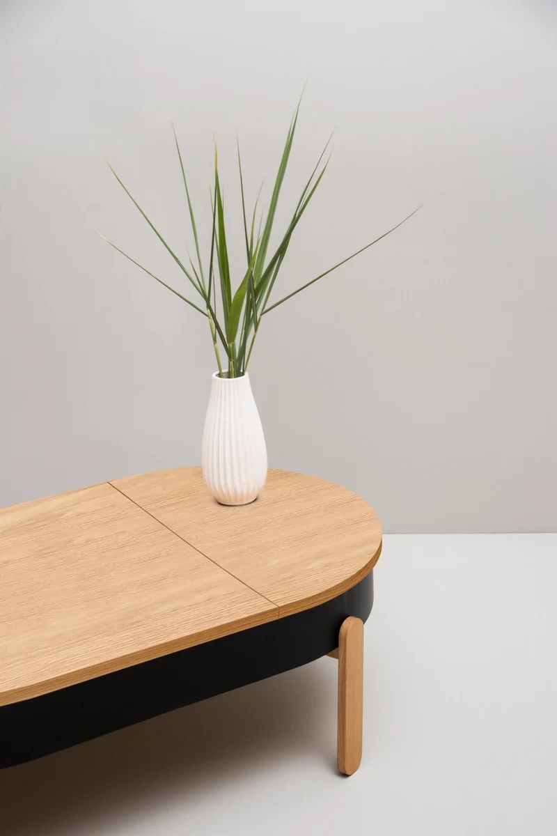 Table basse en chêne et noire 100 cm Batea - Woodendot