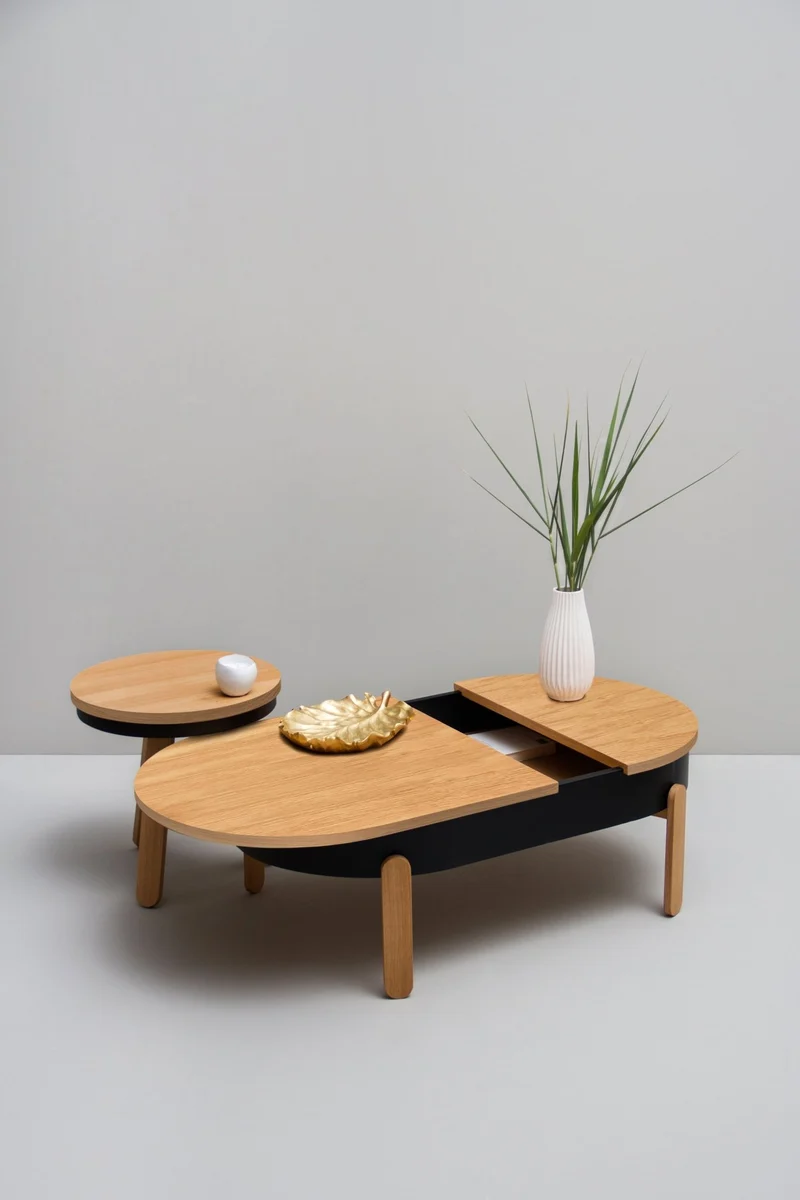 Table basse en chêne et noire 100 cm Batea - Woodendot