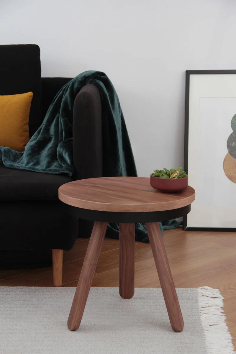 Table d'appoint en noyer et noire 42 cm Batea - Woodendot
