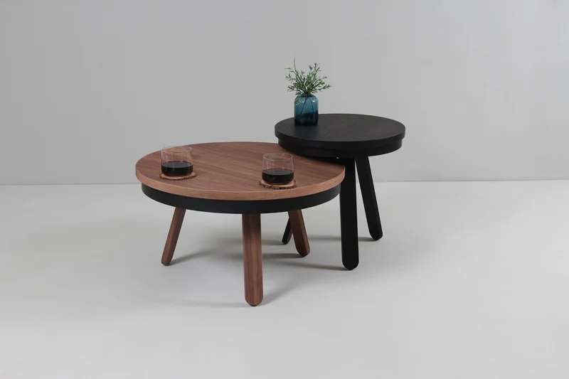 Table basse en noyer et noire 62 cm Batea - Woodendot