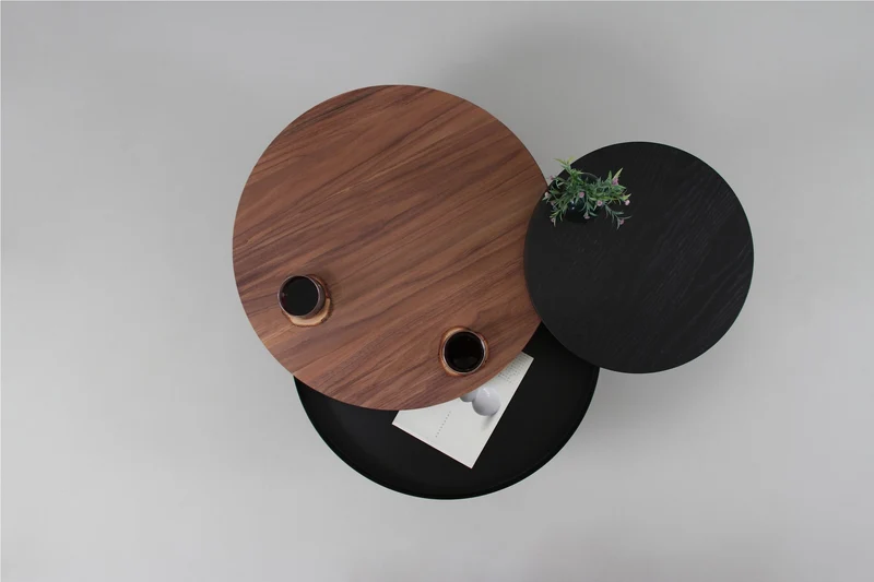 Table basse en noyer et noire 62 cm Batea - Woodendot