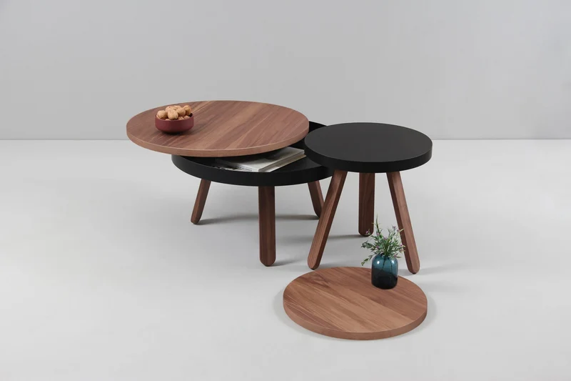Table basse en noyer et noire 62 cm Batea - Woodendot