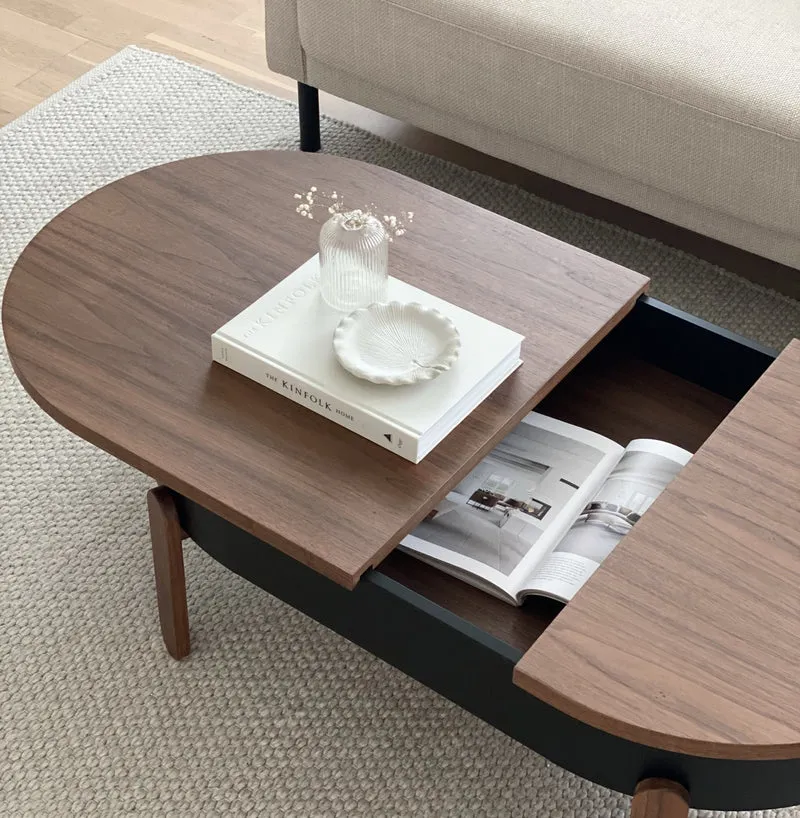 Table basse en noyer et noire 100 cm Batea - Woodendot