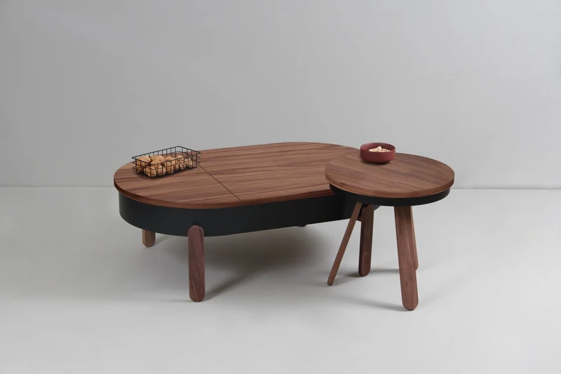 Table basse en noyer et noire 100 cm Batea - Woodendot
