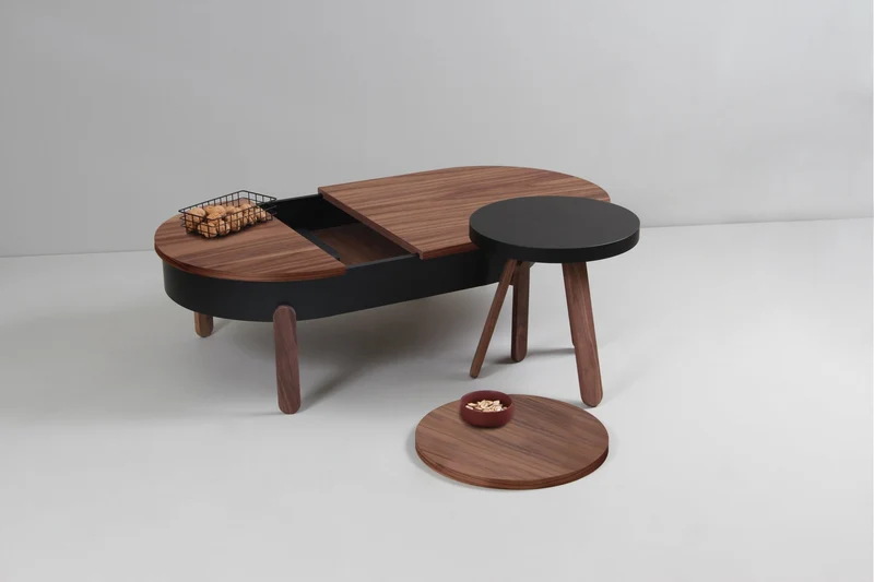 Table basse en noyer et noire 100 cm Batea - Woodendot