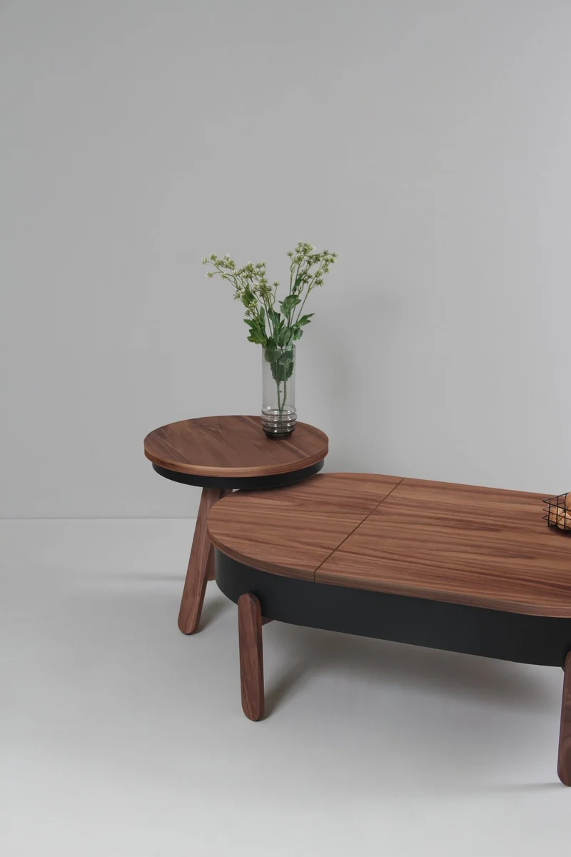 Table basse en noyer et noire 100 cm Batea - Woodendot