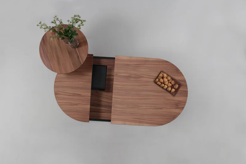 Table basse en noyer et noire 100 cm Batea - Woodendot