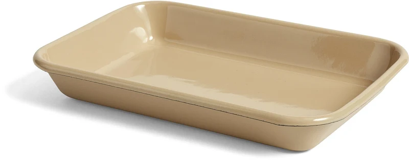 Plateau rectangulaire en métal beige 28x19,4x4cm Enamel - HAY