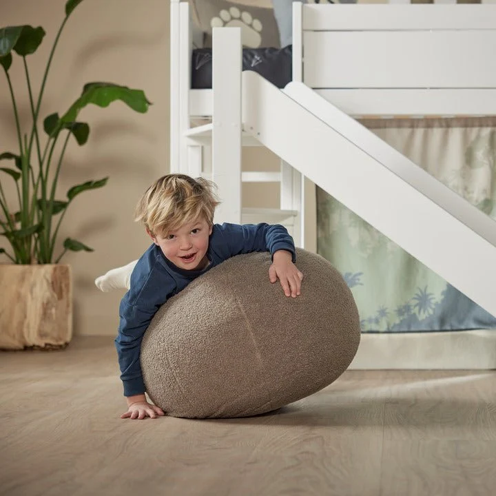 Lifetime Kidsrooms Runder Pouf aus Teddy Stoff Cream