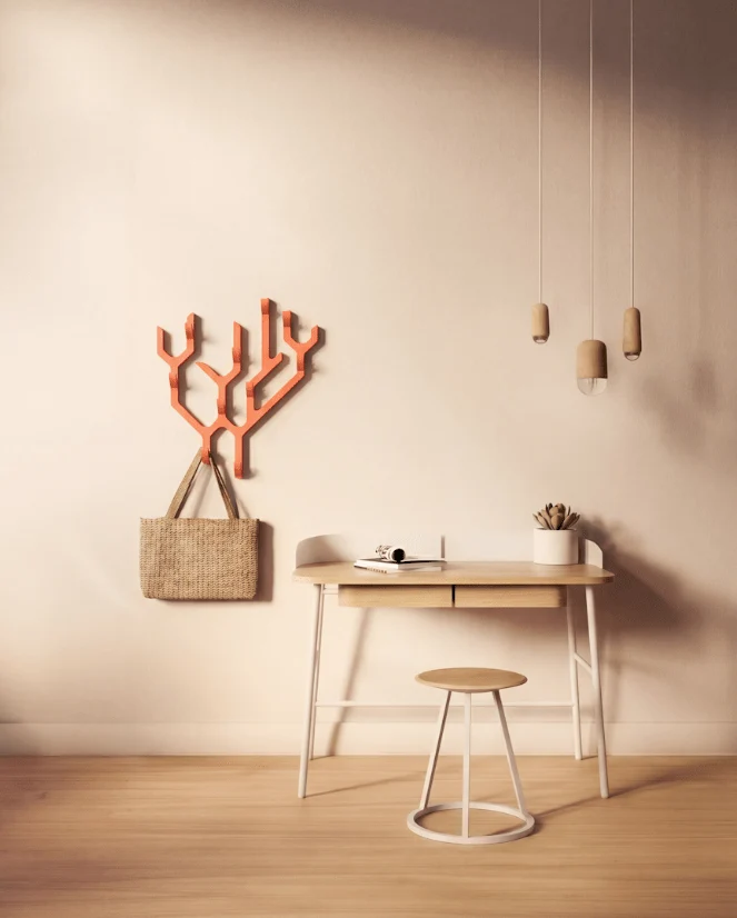 Tabouret rond en frêne naturel blanc 45 cm Gustave - Hartô