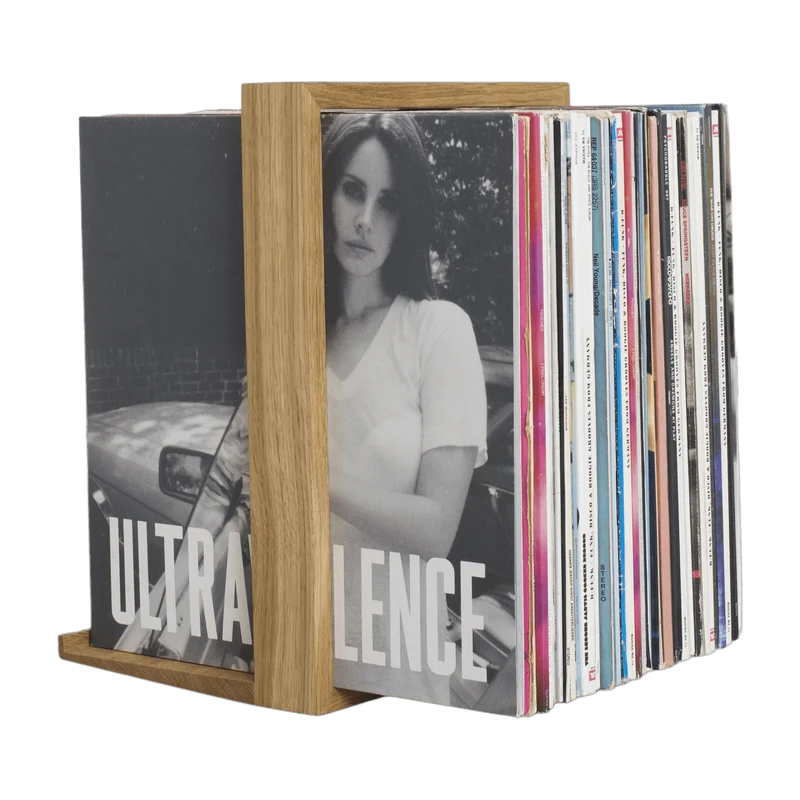 Porte-vinyles en bois de chêne naturel b-seite S - Das kleine b