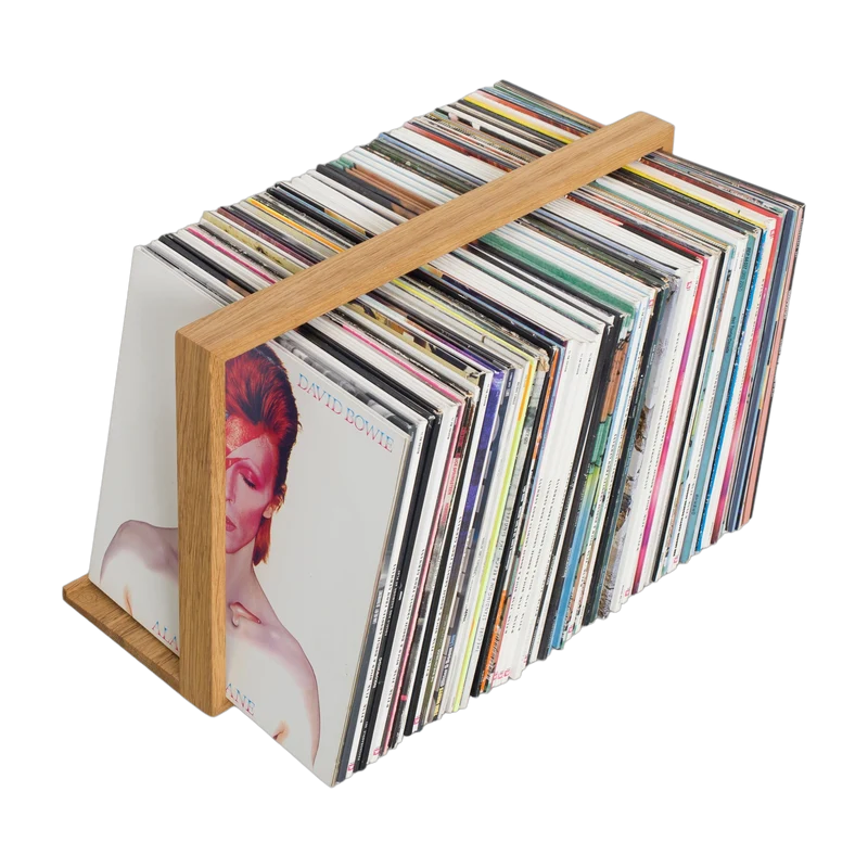 Porte-vinyles en bois de chêne naturel b-seite L - Das kleine b