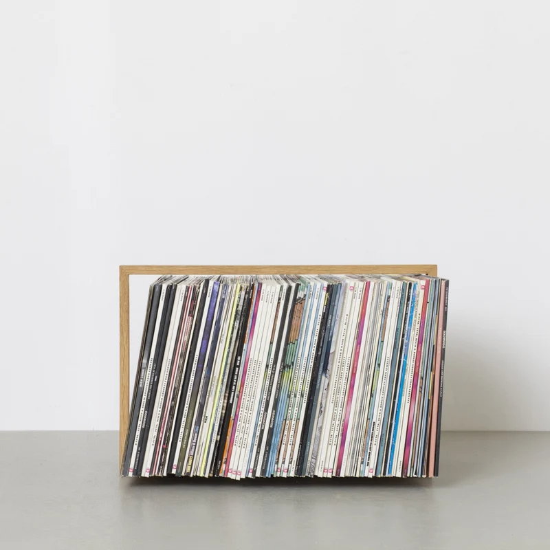Porte-vinyles en bois de chêne naturel b-seite L - Das kleine b