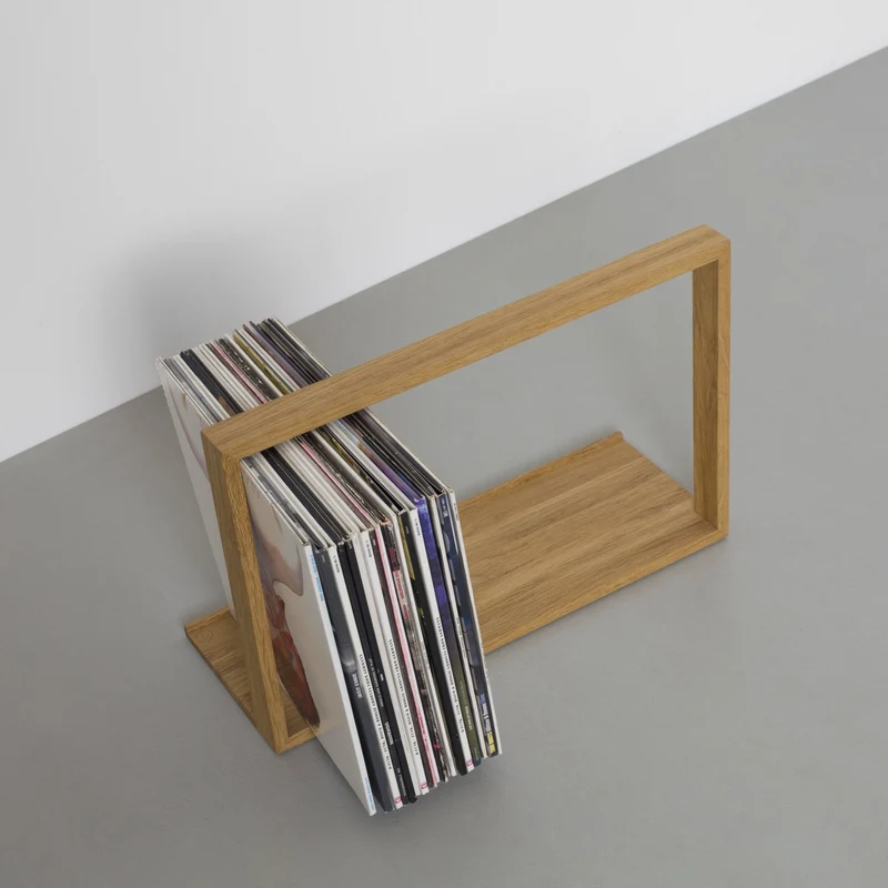 Porte-vinyles en bois de chêne naturel b-seite L - Das kleine b