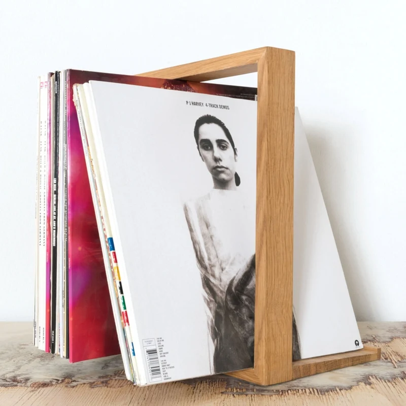 Porte-vinyles en bois de chêne naturel b-seite L - Das kleine b