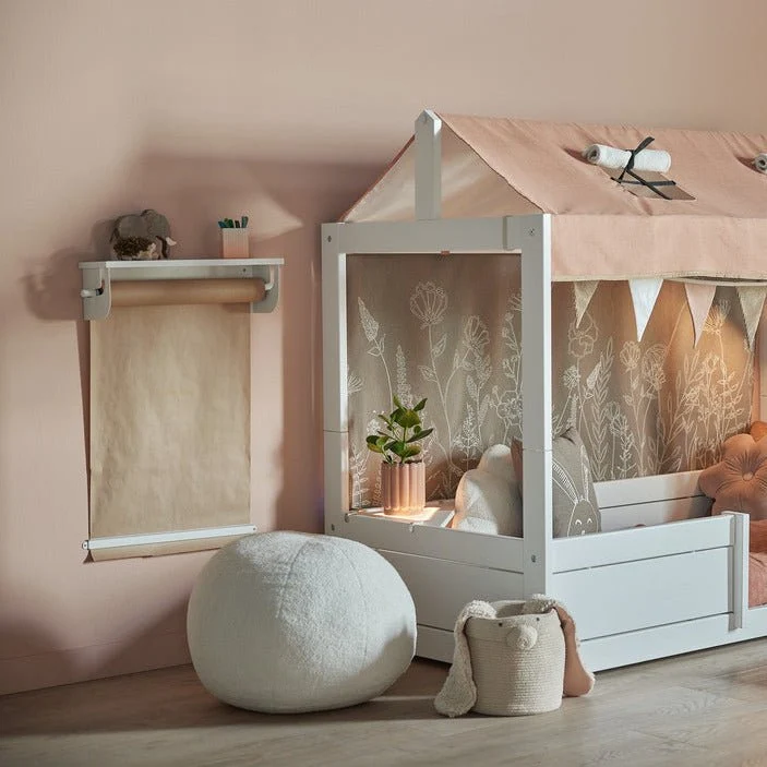 Lifetime Kidsrooms Runder Pouf aus Teddy Stoff Choco
