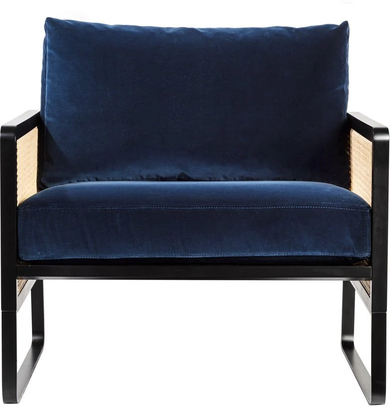 Fauteuil en velours bleu marine Cannage - RED Edition