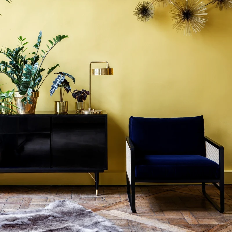 Fauteuil en velours bleu marine Cannage - RED Edition