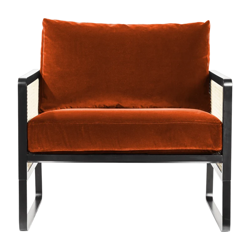 Fauteuil en velours rouge orangé Cannage - RED Edition