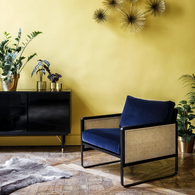Fauteuil en velours rouge orangé Cannage - RED Edition
