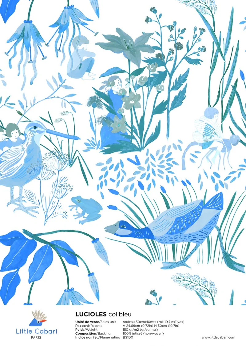 Little Cabari Tapete FIREFLIES Blau