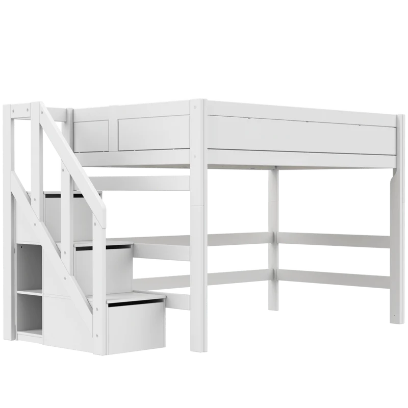 Lifetime Kidsrooms Hochbett 120 mit Treppe - 152 cm Weiss